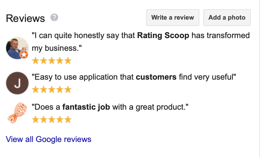 Google Now Showing Review Rating Stars In Google My Business 1 google review panel stars