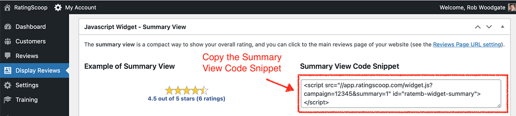 grab the summary view code