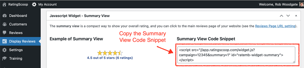 Grab the summary view code