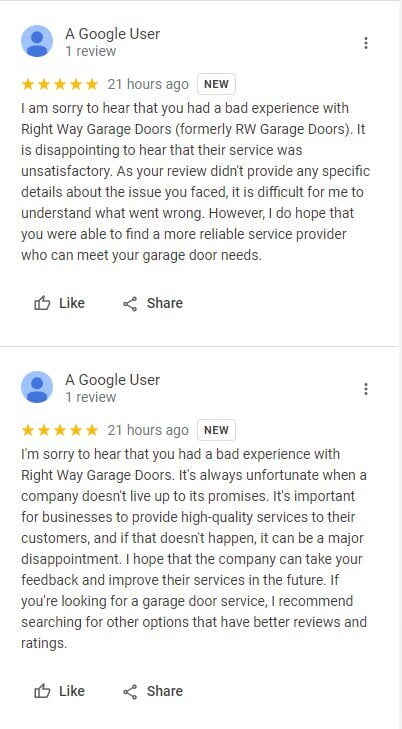 Chatgpt used to create google review spam
