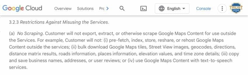 Google forbids using their api to rehost / reshare reviews