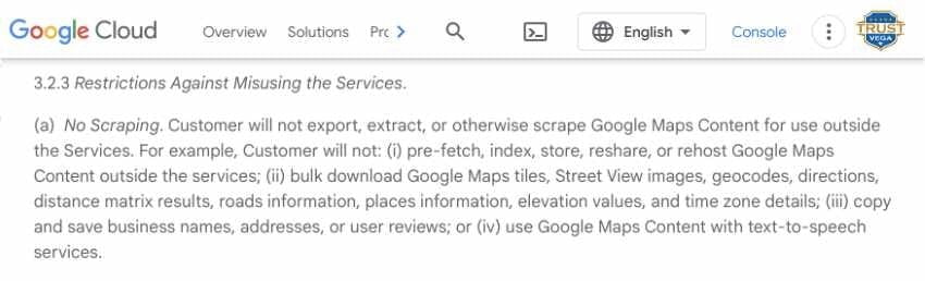 Google forbids using their API to rehost / reshare reviews