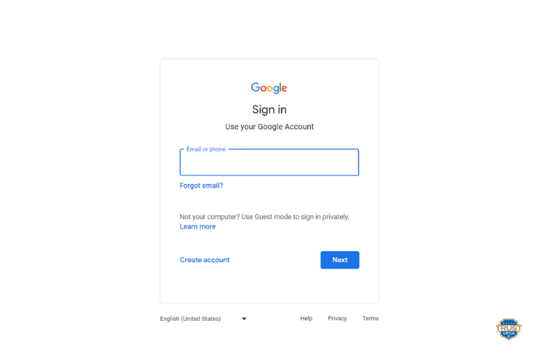 Google Sign In page