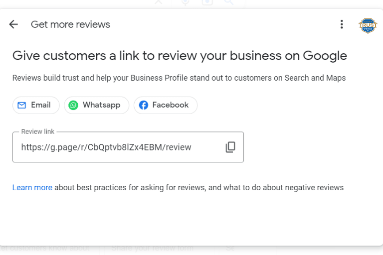 Share Google reviews link