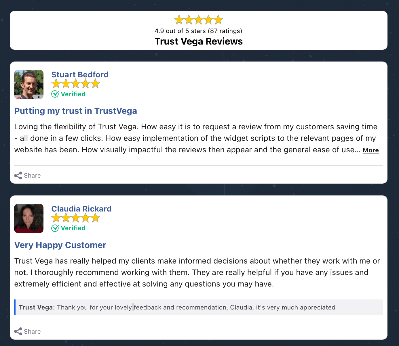Trust Vega reviews